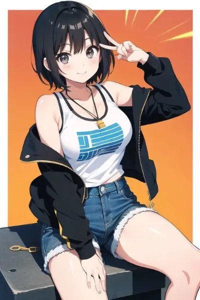 イメチェン赤髪彼女その1(黒髪ショート)