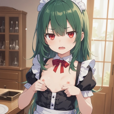 乳出しメイド見るだけ