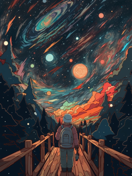 No.1563 木目と宇宙のアート