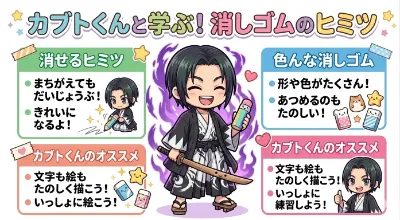 カブトくんが消しゴムの魅力を解説だわん！