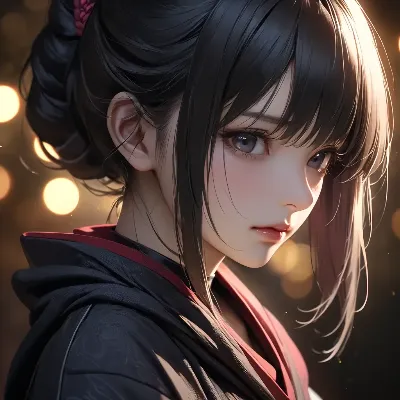 夕暮れに佇む黒髪の少女