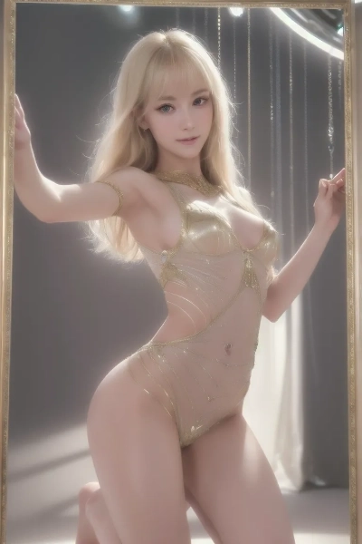 鏡の前で佇む金色の髪の少女