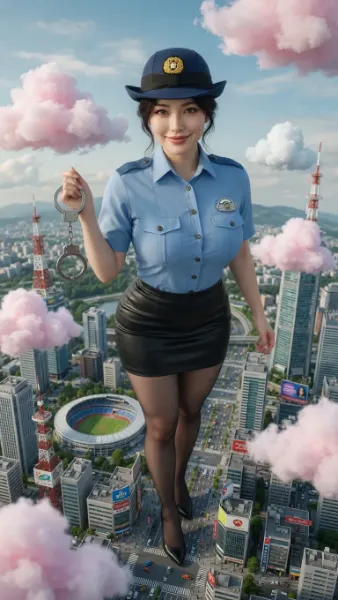 街の治安を守る黒パンスト婦警