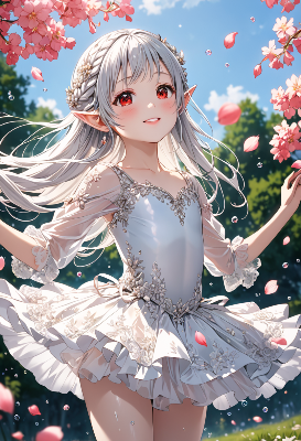 桜風に舞う白銀の妖精