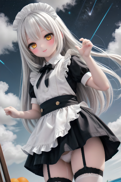 【星空とメイド少女】