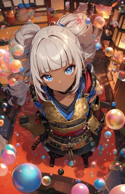 侍とシャボン玉