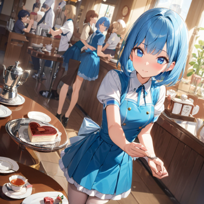 学生服みたいな制服のウエイトレスさん