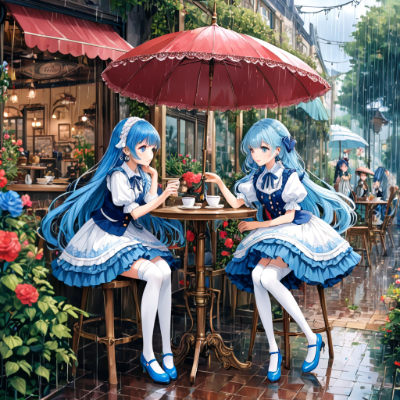 雨のカフェ