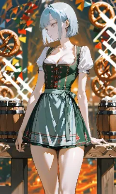 水色髪ショート　ディアンドル