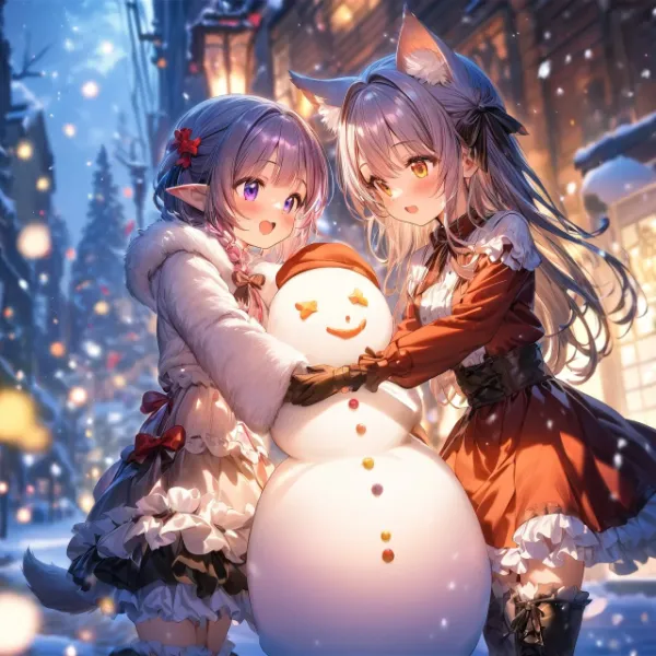 9枚）雪とケモ耳さん