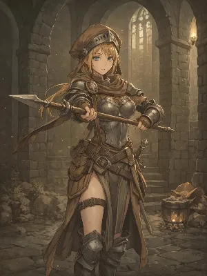 古城に佇む金髪の女騎士