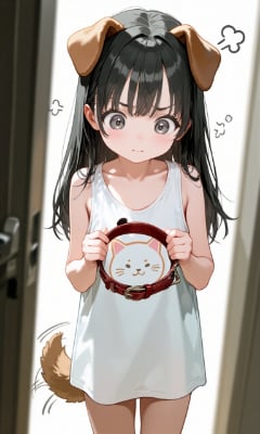 お仕置きで、お散歩に連れて行かれる少女