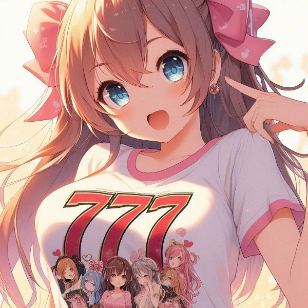 スリーセブンのロゴが入ったTシャツの女の子
