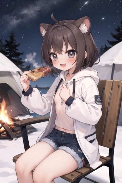 キャンプで肉まん