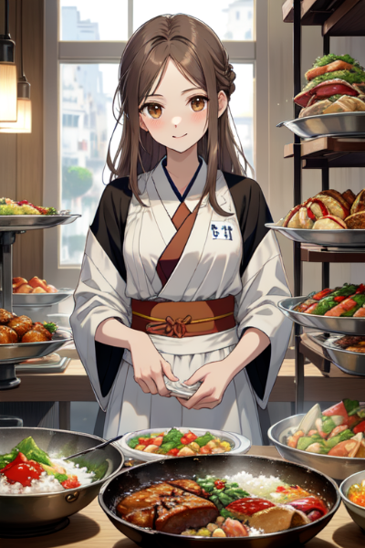 花佳ちゃん、いつもハーフアップじゃね？（割烹「はなか」日曜のランチビュッフェ）