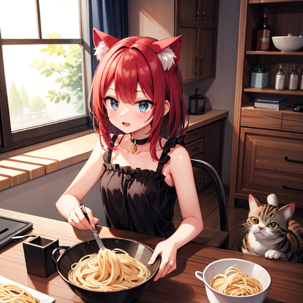 生パスタの日猫娘