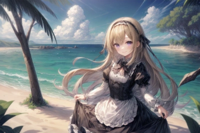 ウチの娘、ラナと海岸