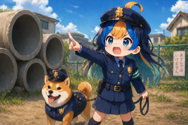 正義感に燃えながら空き地であそぶぴくたーちゃん