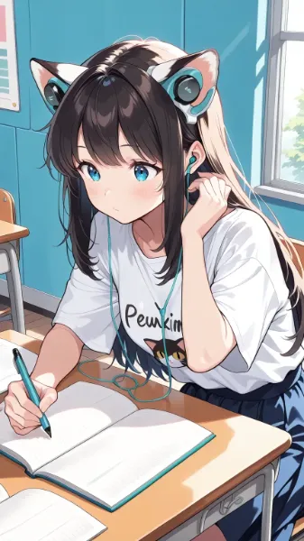 夏期講習と猫耳用イヤホン