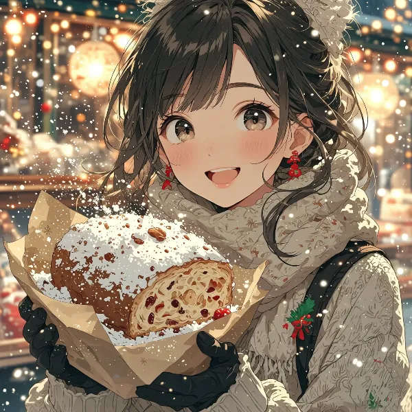 雪降る夜市と甘いクリスマスの贈り物