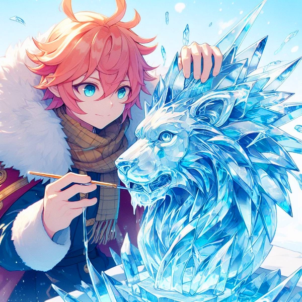 氷の彫刻と男の子★(6枚)