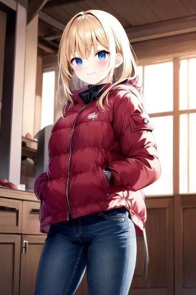 ダウンジャケットの女の子