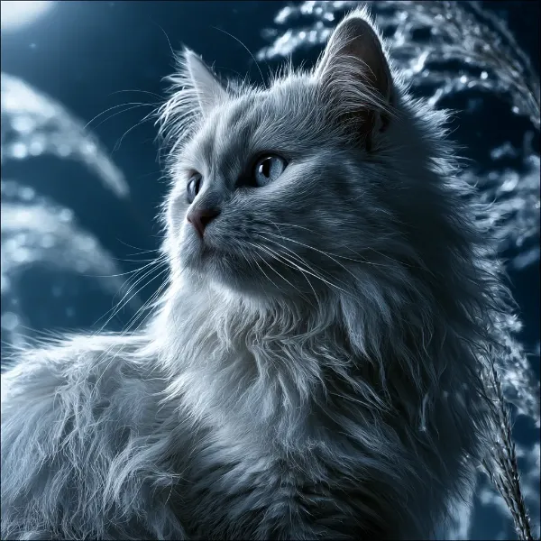 月夜の下の猫