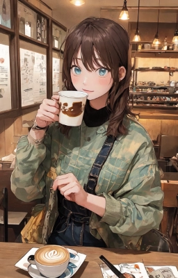 コーヒーと少女とカフェラテ