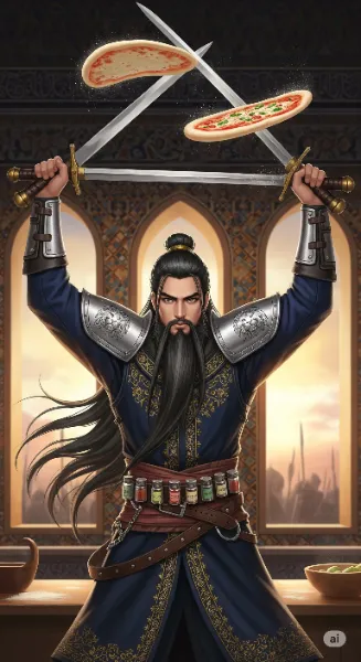 双刀のピザ職人