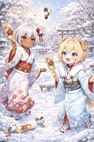 うちの子羽根つき対決