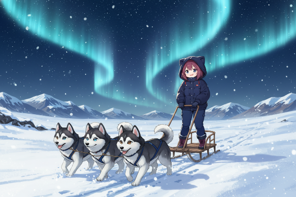 ハスキー犬たちと共に