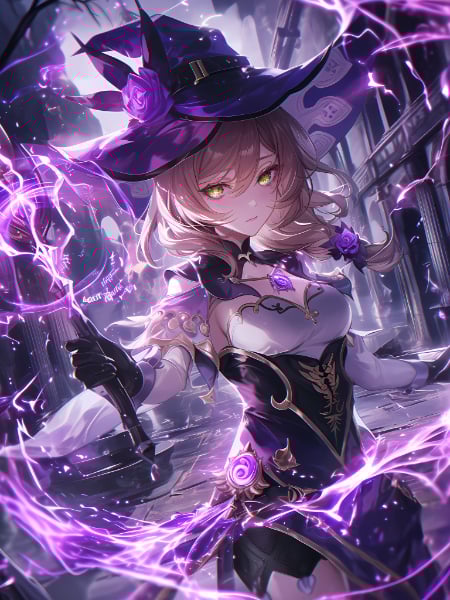 魔法攻撃を放つカッコいい原神のリサ！