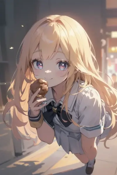 シュークリームを頬張る金色の髪の少女