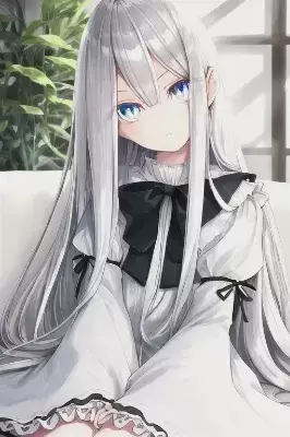 座る銀髪少女 1-4