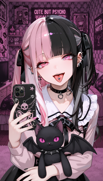 舌ピを見せる地雷ちゃん