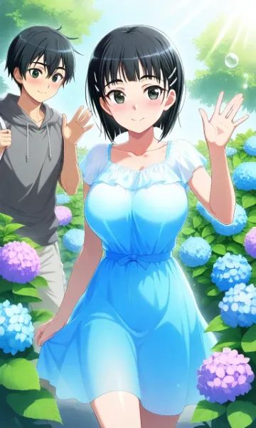 青い花畑の優しい誘い