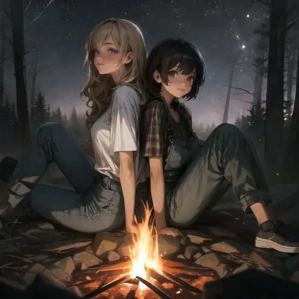 黒髪＆ブロンド・キャンプファイヤー