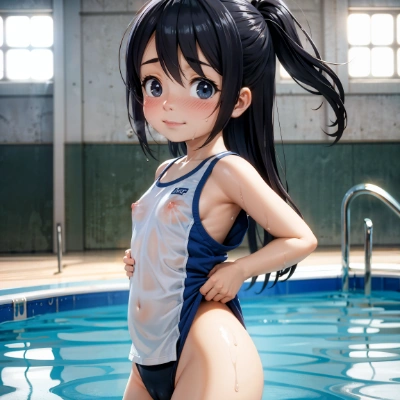 (２枚)白スク水のゆうわく