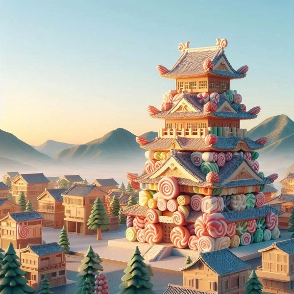 和菓子で出来た天守閣