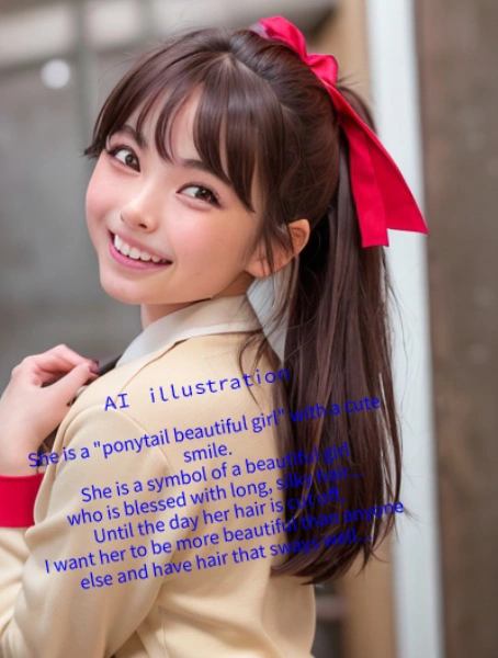 笑顔のポニーテール美少女