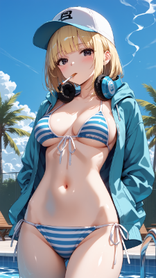 金髪ショートちゃん×タバコ