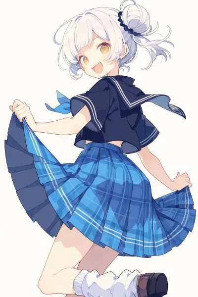 銀髪少女が魅せるスカートの秘密