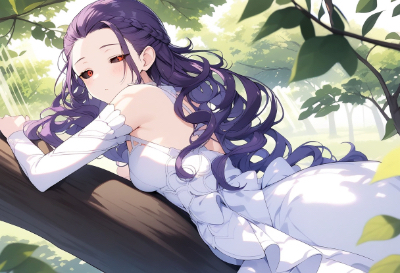 木の上で寝る少女