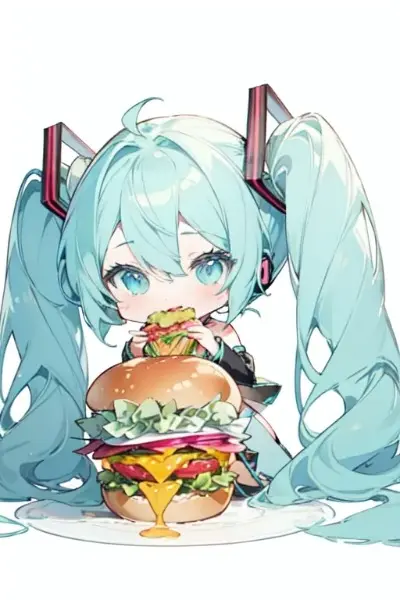 ミクさんハンバーガーを食す