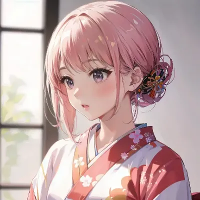 桜色の浴衣少女
