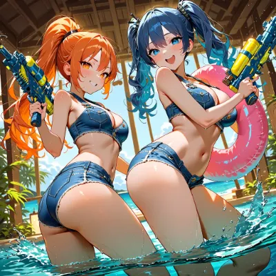 水飛沫デニムビキニ