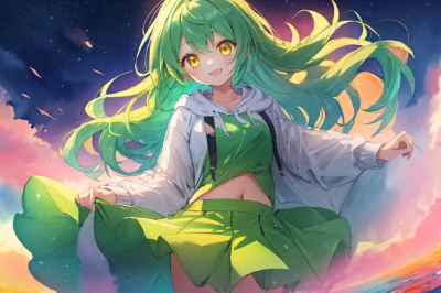 なびく髪の少女
