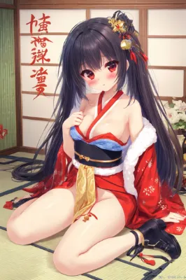 七草の黒髪誘惑(肩胸の上の布があるようでない)