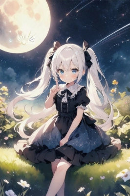 白髪ツインテ女の子