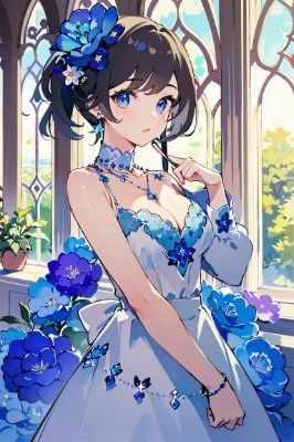 ドレスと花